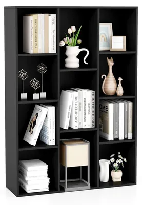 Immagine prodotto di Libreria a 11 ripiani - Libreria a cubi da terra - 74 x 24 x 105 cm - Legno massello - Da montare - Nero