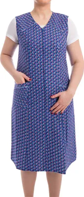 Produktbild von Tobeni Damen Kittelschürze lang mit Reissverschluss und Taschen ohne Arm 100% Baumwolle, Farbe:Design 37, Grösse:46
