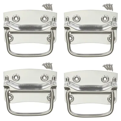 Image de 2 poignées pliables pour boîtes, en acier inoxydable, dimensions : 120 x 80 mm