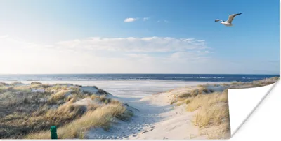 Produktbild von MuchoWow® Poster Düne - Möwe - Strand - Meer - Sonne 40x20 cm - Poster für die Wand - Poster Schlafzimmer