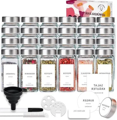 Immagine prodotto di Set di vasetti per erbe aromatiche, 24 pezzi, 120 ml, con coperchio in acciaio inossidabile