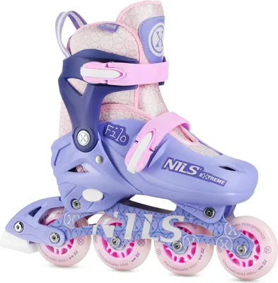 A pair of children's inline skates.