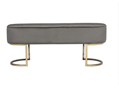 Image de Banc Athea en velours gris et acier doré