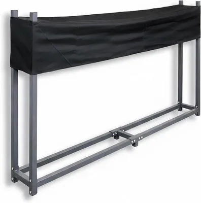 Zdjęcie produktu dla Stojak na drewno do kominka z pokrywą - konstrukcja do przechowywania drewna - antracytowy, malowany proszkowo, wymiary: 200 x 115 cm