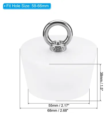 Produktbild von Gummistopfen Konisch Wei?er Laborstecker mit Ring Silikon Wasserstopfen 58-66 mm Vollgummi Stopfen fš¹r Testr?hren Wasserleitung Abflussloch 2 Stš¹ck