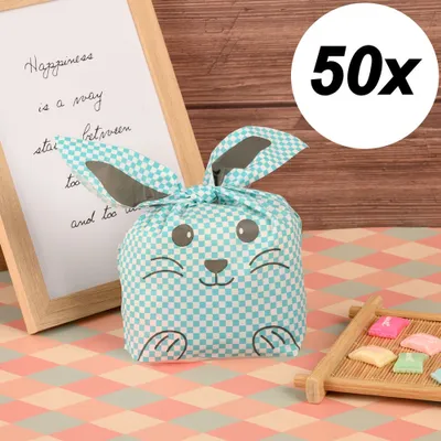 Produktbild von 50 STÜCKE Happy Treat Handout-Taschen - Plastiktüten - Handout-Taschen - Geschenktüten - Geschenktüten - Kinder-Leckerbissen - Größe 13,5 x 22 cm - Blau - Decopatent