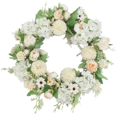 Produktbild von Künstliche Blumenkranz 40cm | Seiden Türkranz Wandkranz Fensterkranz für Wohnaccessoire Nachbildungations - Hellgrün