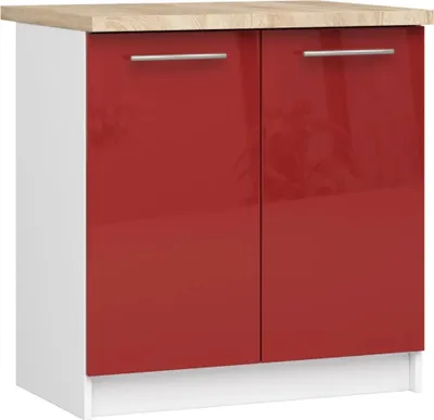 Produktbild von Unterschrank 80 cm VERMINA – weiß/rot glänzend