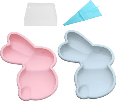 Obrázok produktu pre 6-palcové silikónové formy na torty, 2 kusy, formy na pečenie chleba, koláčov a tort, veľké formy na čokoládu, cukrovinky, formy na výrobu živice pre domácich majstrov (králik)