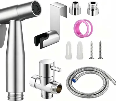 Immagine prodotto di Set di doccette per bidet in acciaio inossidabile, con tubo da 150 cm, attacco G1/2, per l'utilizzo con il WC