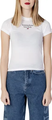 Zdjęcie produktu dla T-shirt damski TOMMY HILFIGER JEANS, bawełna, biały, GR75818 – rozmiar: XS