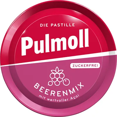 Zdjęcie produktu dla Pulmoll Mixed Berry Pastilles cukierki bez cukru w puszce 50g