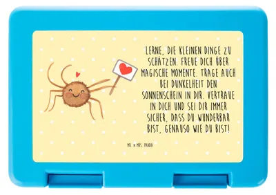 Produktbild von Mr. & Mrs. Panda Lunchbox Spinne Agathe Motivation - Gelb Pastell - Geschenk, Vertrauen, Dankeschön, Bentobox, Glück, Brotbehälter, Meal Prep Box, Liebe, Bento