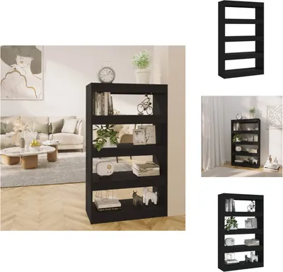 Zdjęcie produktu dla vidaXL Regał/rozdzielacz do pokoju czarny 80x30x135 cm materiał drewnopochodny - Regały i biblioteczki