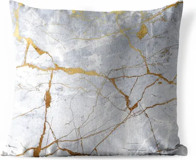 Produktbild von MuchoWow® Outdoor Kissen - Marmor - Muster - Gold - Weiß - 45x45 cm - Wetterfest - Lounge Kissen - Fotokissen - Dekoratives Kissen