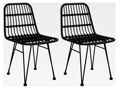 Produktbild von Gartenstühle 2 Stück Balkonstuhl, Outdoor Esszimmerstühle, Stühle für Terrasse, Gartenmöbel, Schwarz 48x62x84 cm PE-Rattan