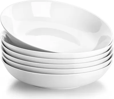 Immagine prodotto di Serie regolare, tagliere per pasta da 6 pezzi, piatto fondo, porcellana crèmewit, piatto per insalata, piatto da portata, piatto fondo per spaghetti, ciotola grande per pasta, zuppe, insalata, frutta, 1400 ml