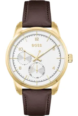 Produktbild von BOSS Multi Zifferblatt Quarz Uhr für Herren Braunes Lederarmband