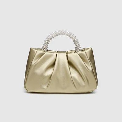Immagine prodotto di Piccola pochette da donna Weinberg - Morbida pelle con pizzo - Pochette da sposo per matrimoni, cerimonie e serate - Pochette con pizzo - Oro