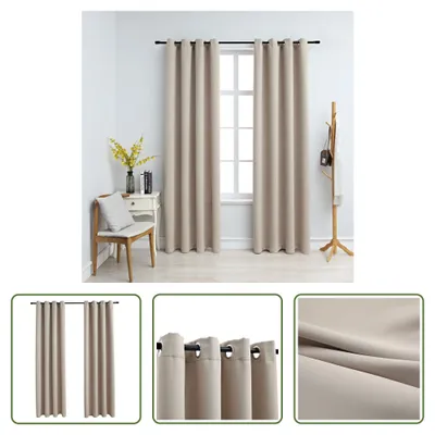Image de The Living Store Rideaux occultants avec œillets métalliques 2 pcs. Beige 140x245 cm