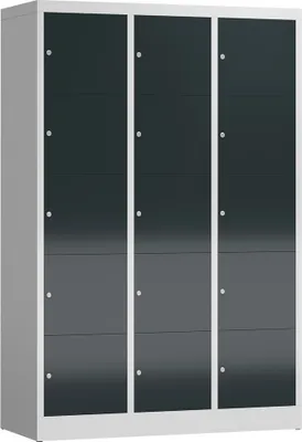 Produktbild von ClassiX Schließfachschrank anthrazit, lichtgrau X-523538, 15 Schließfächer 118,5 x 50,0 x 180,0 cm