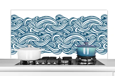 Obrázok produktu pre MuchoWow® Splashback Kuchyňa - Kuchynský backsplash - Ochrana steny pre sporák a drez Vzor - Vlny - More 120x60cm Alu-Dibond (alternatíva k sklenenému
