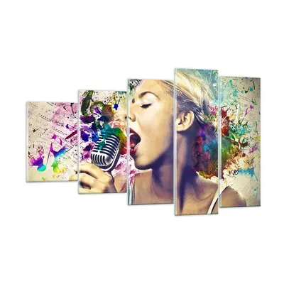 Produktbild von Bilder auf glas - Singen mikrofon energie - 100x60cm - Glasbilder - Wandbilder - Kunstdruck - zum Aufhängen bereit - Wanddekoration aus Glas - Glas Bilder - Wandbild auf Glas - GEG100x60-2622