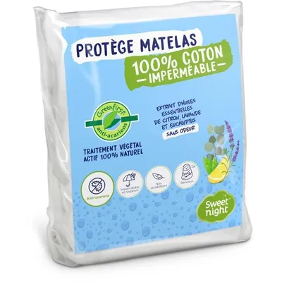 Produktbild von SWEET NIGHT Protector wasserdichte Matratze Anti-Milben Greenfirst Gemüsebehandlung - 140 x 190/200 cm - Weiß