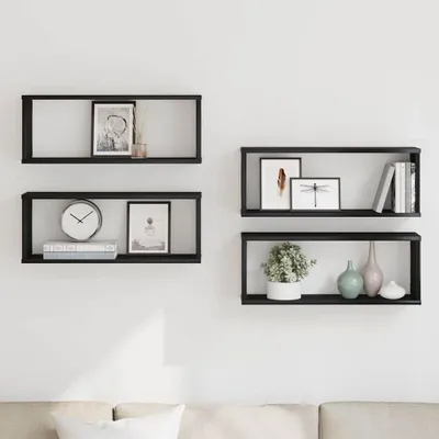 Produktbild von Maison Exclusive - Wandregale mit Regal 4 pcs Schwarz Eichen-Optik 60 x 15 x 23 cm
