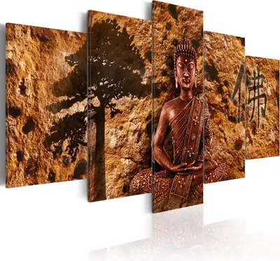 Produktbild von Modernes Wandbild 020113- 24 (100x50) - 5 Teilig Bilder Fotografie auf Vlies Leinwand Foto Bild Dekoration Wand Bilder Kunstdruck Buddha