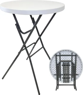 Produktbild von Stehtisch klappbar Ø 80 cm Tischplatte Höhe 110 cm Stahlgestell Partytisch Bistrotisch in weiß