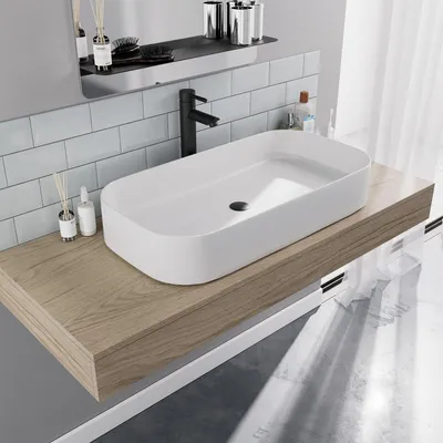 Produktbild von Aufsatzwaschbecken L.75 x H.13 x T.39 cm mattweiß SERENA