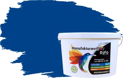 Produktbild von RyFo Colors Bunte Wandfarbe Manufakturweiß Signalblau 10l - weitere Grau Farbtöne und Größen erhältlich, Deckkraft Klasse 1, Nassabrieb Klasse 1