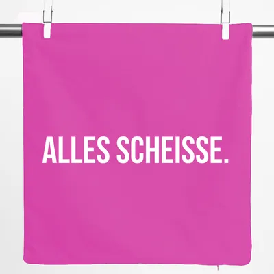 Produktbild von Huuraa Kissenbezug Alles Scheisse Schriftzug 40x40cm Fuchsia Baumwolle Dekokissenbezug Geschenkidee