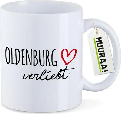 Produktbild von Huuraa Kaffeetasse Oldenburg verliebt 330ml Weiß Keramik Kaffeebecher Geschenkidee