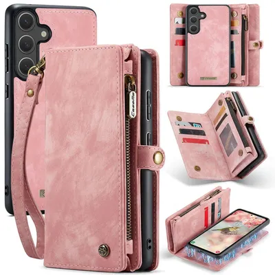 Obrázek produktu pro Pro Samsung Galaxy S25 5G CaseMe 008 Koženkové multifunkční pouzdro na zip s peněženkou Pink