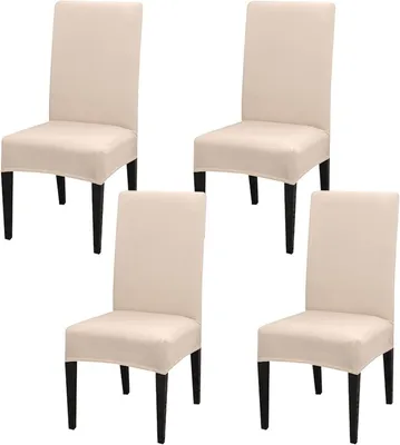Produktbild von STILVORA Stuhlhussen 4er Set, Elastisch, Stuhlbezug, Universal, Esszimmer, Hochzeit, Party, Modern, Schützend & Pflegeleicht, Cremeweiß