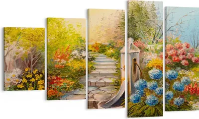 Produktbild von Bild auf Leinwand - Leinwandbild - Garten Blumen Sommer - 100x60cm - Wand Bild - Wanddeko - Leinwanddruck - Bilder - Kunstdruck - Wanddekoration - Leinwand bilder - Wandkunst - EG100x60-3694