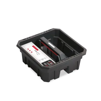 Produktbild von Werkzeugträger Werkzeugkasten Kunststoff schwarz offen Geräteträger leer Garten 300x300x133mm mit Trennwände schwarz