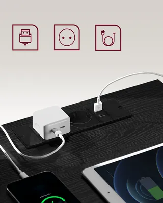 Obrázek produktu pro Noční stolek VASAGLE, sada 2 kusů, boční stolek, 3 zásuvky, zkosené hrany, 2 zásuvky, 2 porty USB