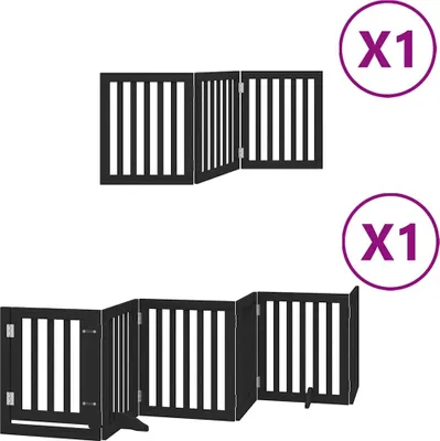 Immagine prodotto di vidaXL Cancelletto per cani 9 pezzi con porta Pieghevole Nero 450 cm Legno di pioppo