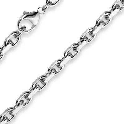 Produktbild von 5mm Kette Collier Ankerkette Halskette 585 Gold Weißgold 60cm Herren