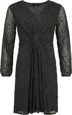 Produktbild von QED London Kurzes Kleid Damen Leopard Velvet Flocking Knot Front Mini Dress schwarz XS