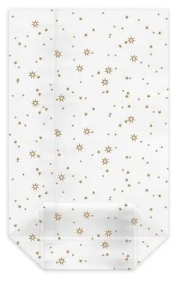 Produktbild von 100x Kreuzbodenbeutel klar mit Sternen gold 145 x 235 + 60mm mit verschweißtem Boden