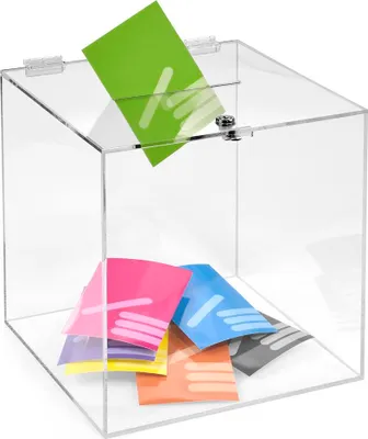 Produktbild von Losbox 300x300x300mm aus Acrylglas, abschließbar, mit Schloß  / Aktionsbox / Sammelbox