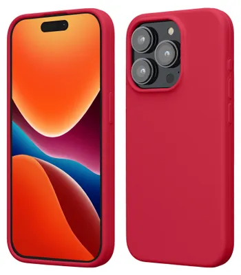 Produktbild von kwmobile Handyhülle für iPhone 15 Pro Hülle, für iPhone 15 Pro Case - Hülle Silikon - kabelloses Laden - Granatapfelrot