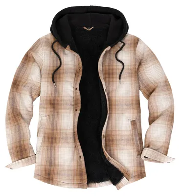 Imagen del producto de Chaqueta abrigada - Chaqueta de franela - Forro de sherpa - Capucha - Cierre con botones a presión - Puños ajustables