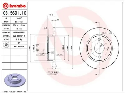 Produktbild von BREMBO Bremsscheiben (2 Stück) Vorderachse 08.5691.10