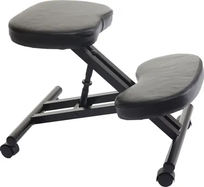 Produktbild von Kniestuhl MCW-E10, Sitzhocker Kniehocker, höhenverstellbar Rollen Kunstleder Metall MVG- schwarz