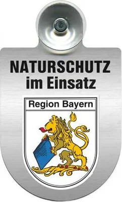 Produktbild von Einsatzschild mit Saugnapf - Naturschutz im Einsatz - incl. Regionenwappen 393826 Color - Region Baden-Württemberg